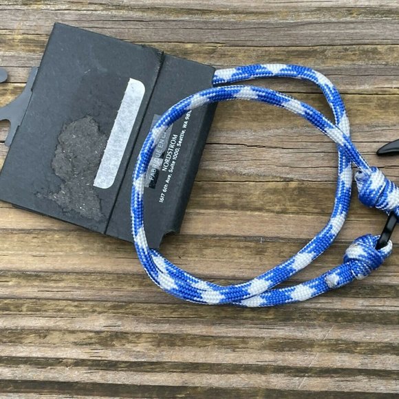 Public Opinion Bracelet Men Wrap blue and white Nylon Wrist Band Black Anchor - Picture 3 of 10